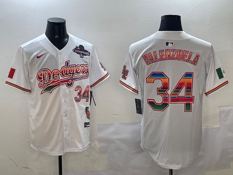 Men Los Angeles Dodgers #34 Valenzuela White Fashion Game 2025 Nike MLB Jersey style 3124